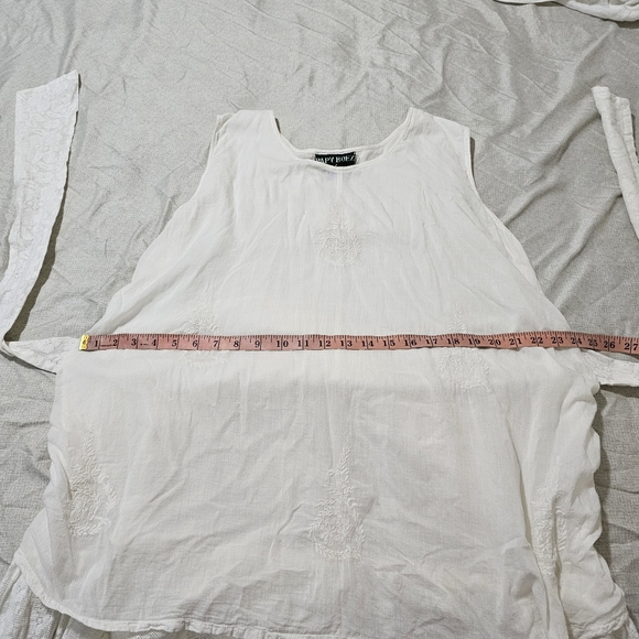 Papy Boez Boho Lagen Look Dress Cotton Off White Embroidered Lace Detail M/L - Picture 14 of 16